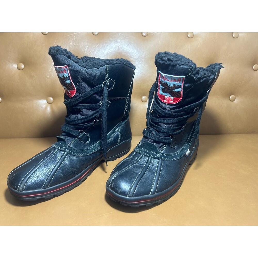 Pajar Canada Snow Boots Mens US 11-11.5 Black Leather Moose Grip Low Waterproof‎ - Picture 2 of 16